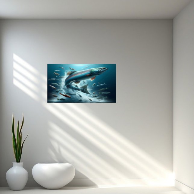 Majestisk lax vid måndaglig dosering 16 x 12 poster (Skapare uppladdad)