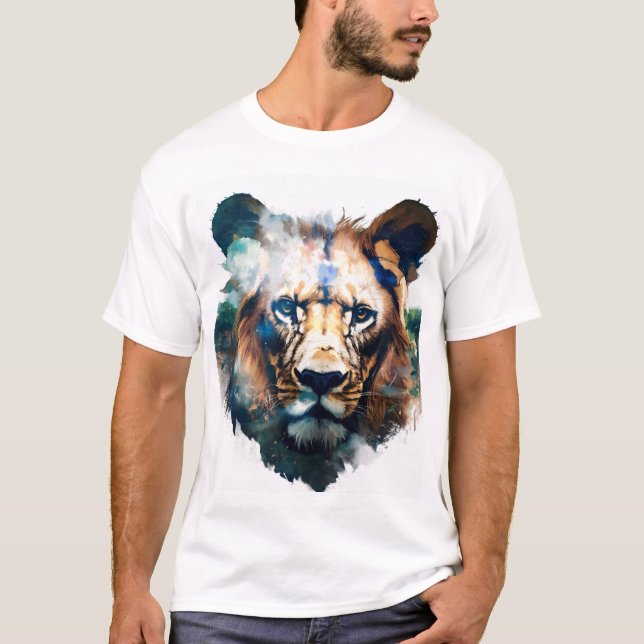 Majestisk Lejon Figurine - Kung i Jungle T Shirt (Framsida)