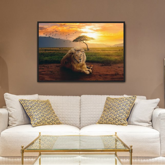 Majestisk Lejon i Afrika vid solnedgång Poster (Skapare uppladdad)