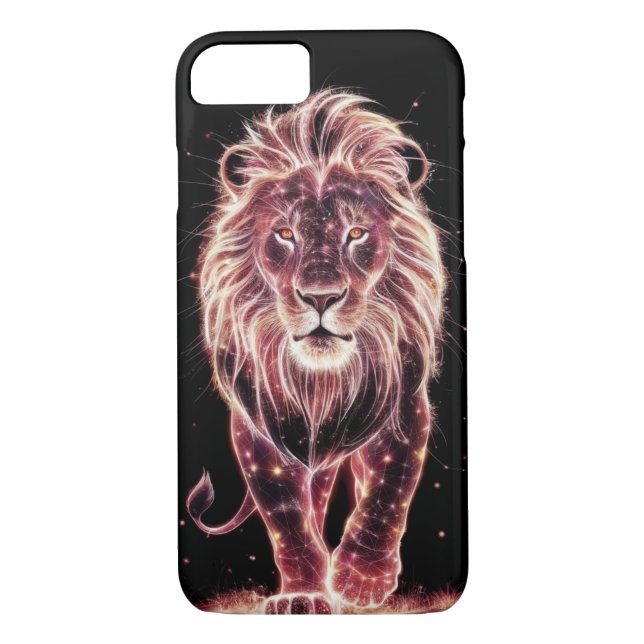 Majestisk Lejon i Glowing Wireframe Art Case-Mate iPhone Skal (Baksida)