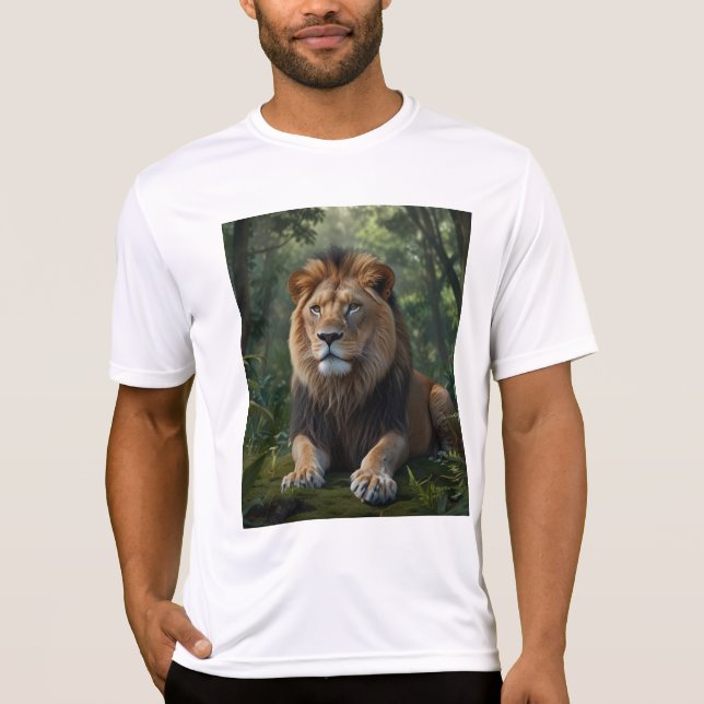 Majestisk Lejon i skogen T-Shirt (Framsida)