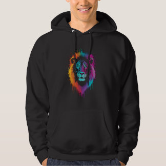 Majestisk Lejon med glidande flerfärgad mane Hoodie