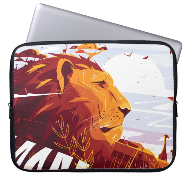 Majestisk lejon på safari Kung av beaster som ljug Laptop Fodral (Framsidan)