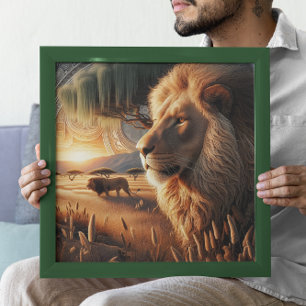 Majestisk Lejon roaming med AWE Poster