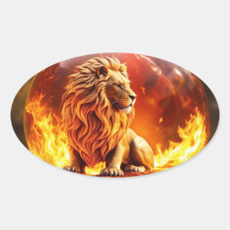 Majestisk Lejon: Vildens Kung Ovalt Klistermärke