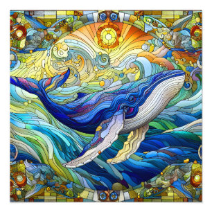 Majestisk marin mosaik A lagrad glasval Fototryck