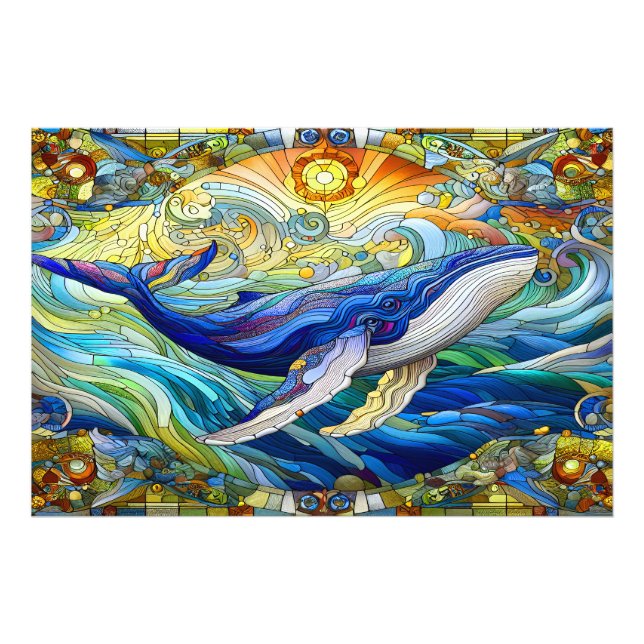 Majestisk marin mosaik A lagrad glasval Fototryck (Framsidan)