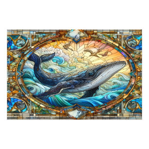 Majestisk marin mosaik A lagrad glasval Fototryck
