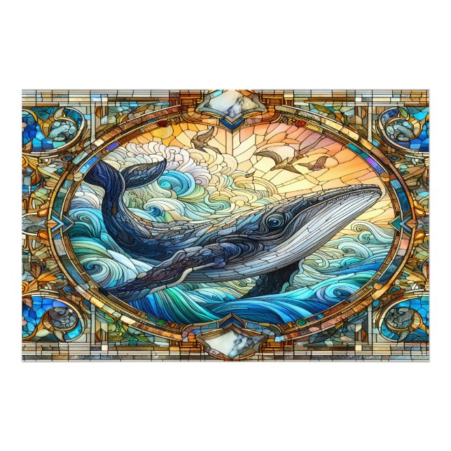 Majestisk marin mosaik A lagrad glasval Fototryck (Framsidan)