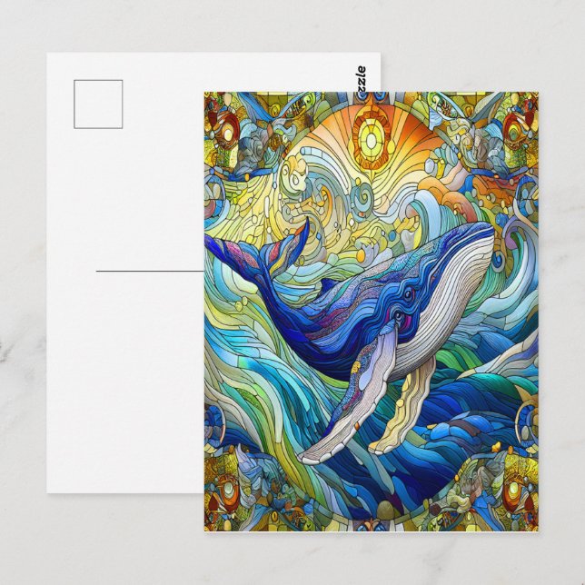 Majestisk marin mosaik A lagrad glasval Vykort (Fram/baksida)