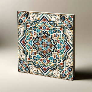 Majestisk mosaik: Intricate Geometric Tile Design Kakelplatta