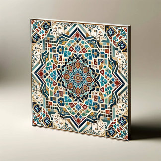 Majestisk mosaik: Intricate Geometric Tile Design Kakelplatta