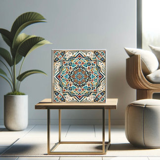 Majestisk mosaik: Intricate Geometric Tile Design Kakelplatta
