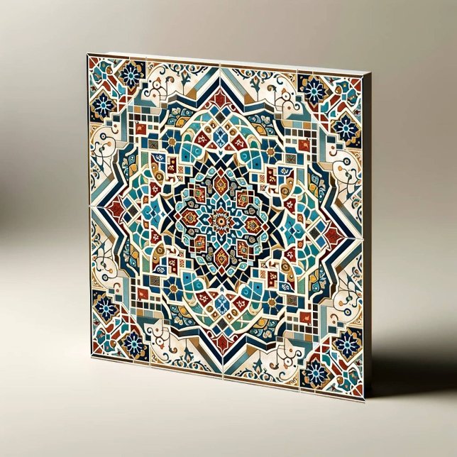 Majestisk mosaik: Intricate Geometric Tile Design Kakelplatta (Skapare uppladdad)