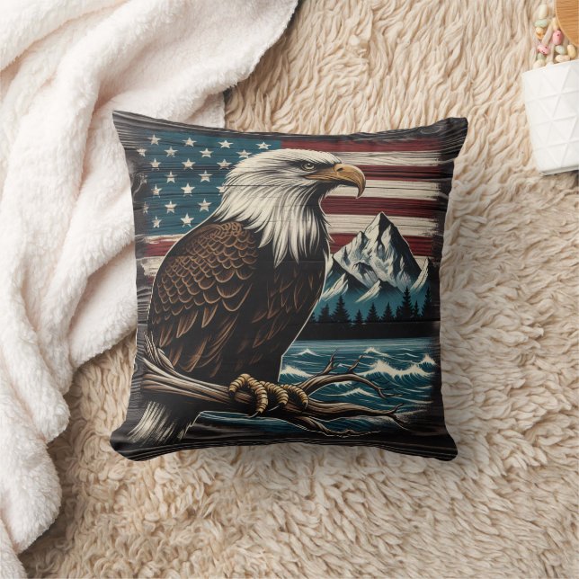 Majestisk öre på Gren med amerikanskt tema Kudde (Filt)