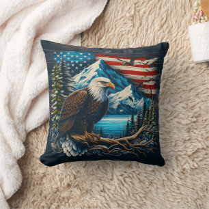 Majestisk ört med berg och Flagga Kudde