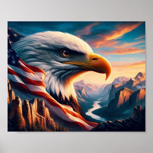 Majestisk ört sammanfogad med amerikansk Flagga 10 Poster (Framsidan)