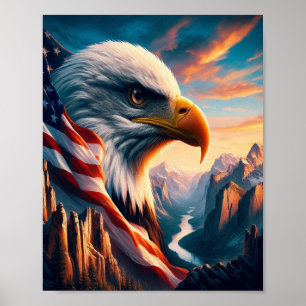 Majestisk ört sammanfogad med amerikansk Flagga 8 Poster