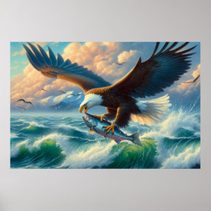 Majestisk ört som flyter nedåt för att fånga fisk poster