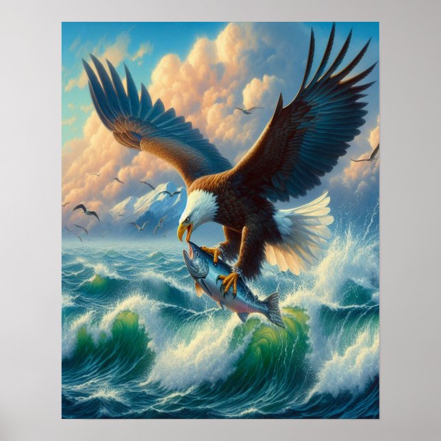 Majestisk ört som flyter ner till fångstfisk 16 x  poster (Framsidan)
