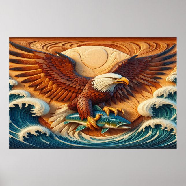 Majestisk ört som lutar en fisk 36 x 24 poster (Framsidan)