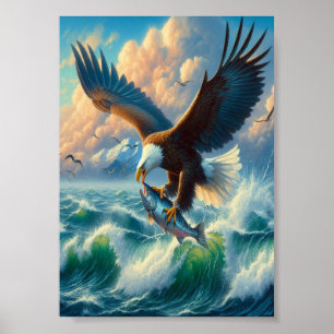 Majestisk ört som sveps ned till Fisk 5"x7" Poster