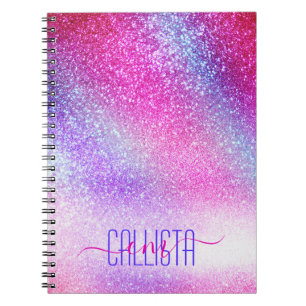 Majestisk Rosa Lila Nebula Galaxy Glitter Anteckningsbok