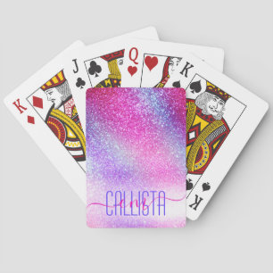 Majestisk Rosa Lila Nebula Galaxy Glitter Casinokort