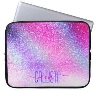 Majestisk Rosa Lila Nebula Galaxy Glitter Laptop Fodral