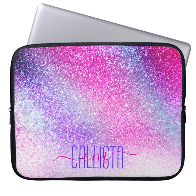 Majestisk Rosa Lila Nebula Galaxy Glitter Laptop Fodral (Framsidan)