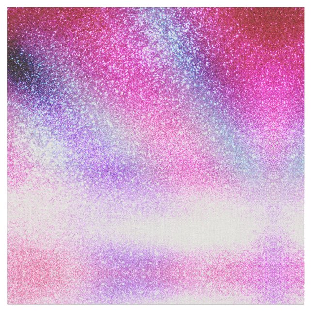 Majestisk Rosa Lila Nebula Galaxy Glitter Tyg (Närbild)