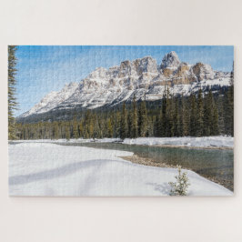 Majestisk syn på Castle Mountain på vintern Pussel