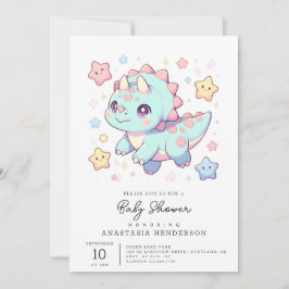 Majestisk Tecknad Dinosaur Baby Shower Inbjudningar