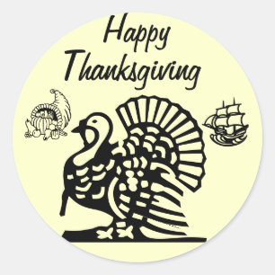MAJESTISK THANKSGIVING TURKIET-klistermärken Runt Klistermärke