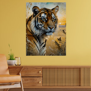 Majestisk tiger i vattenfärg poster