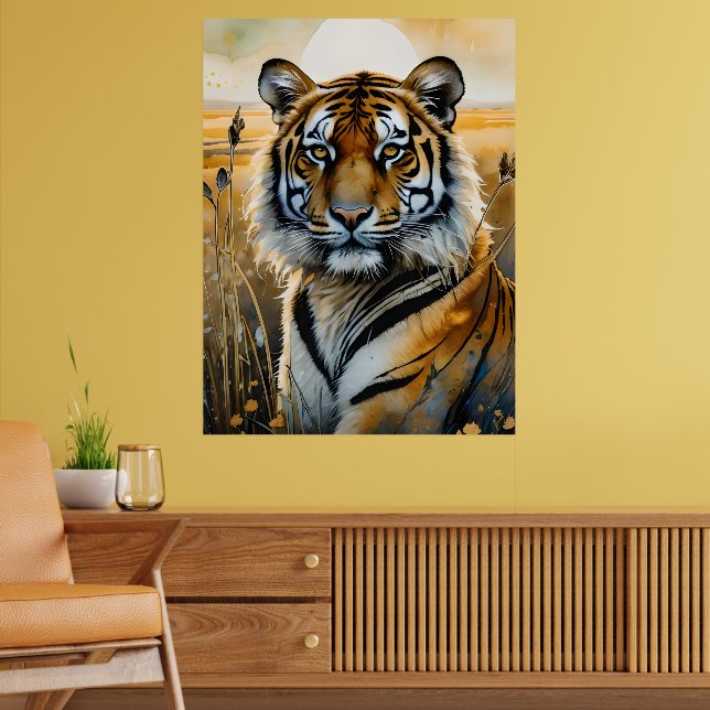 Majestisk tiger i vattenfärg poster (Vardagsrum 2)