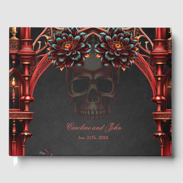 Majestisk torn med mörk blommor. gästböcker (Framsida)