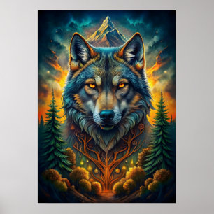 Majestisk Varg, omgiven av natur Poster
