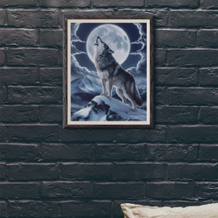 Majestisk Varg över snötoppen Poster