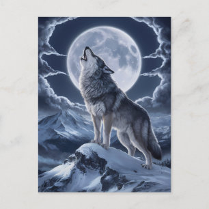 Majestisk Varg över snötoppen Vykort