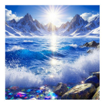 Majestisk vinterlandskap av havsvågor 