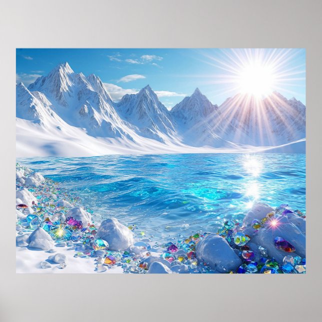 Majestisk vinterlandskap av havsvågor  poster (Framsidan)