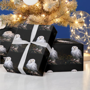 Majestisk vintersnowy uggla presentpapper