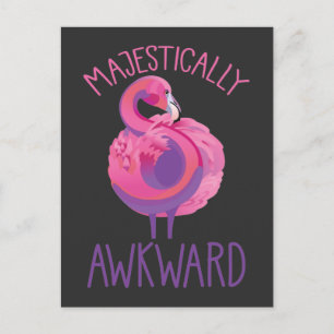 Majestiskt Awkward Flamingo Introvert Clumsy Vykort