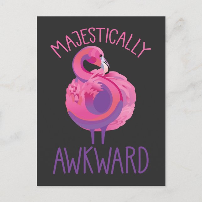 Majestiskt Awkward Flamingo Introvert Clumsy Vykort (Framsida)