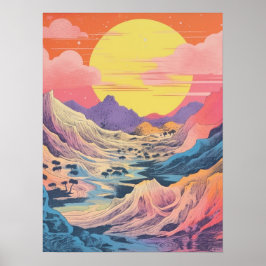 Majestiskt berg vid Sunset Poster