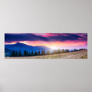 Majestiskt bergslandskap under morgonen himlar poster