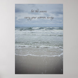 Majestiskt hav med vågar under stormiga himlar poster