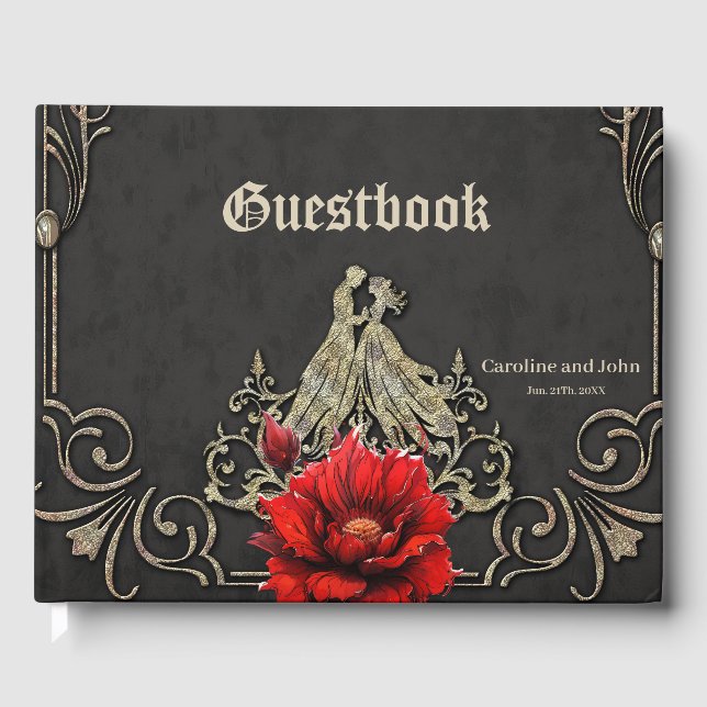 Majestiskt hjärta, ett gotiskt Romantik Gästböcker (Framsida)