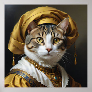 Majestiskt Kattdjur i Royal Attire Poster